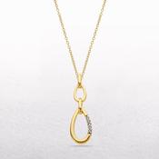 Double Oval Natural Diamond Set Link Pendant in 9ct Yellow Gold