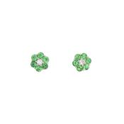 Emerald &amp; Natural Diamond Flower Shape Stud Earrings in 18ct White Gold image