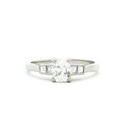 C0.73ct S0.11ct G si1 Cushion Cut Solitaire With Assher Side Diamonds Set In Platinum image