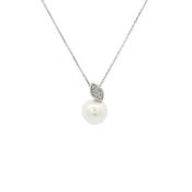 Freshwater Pearl &amp; Natural Diamond Pendant in 9ct White Gold image