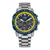 Gents Citizen Blue Angels Navihawk 40mm Navy &amp; Yellow Dial on Stainless Steel Bracelet image