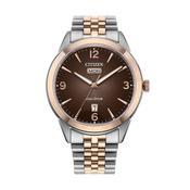 Gents Citizen Eco-Drive Two Tone Twin Eye Brown Dial on Stainless Steel Bracelet image