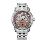 Gents Eco-Drive Calendrier Moonphase Salmon Dial Stainless Steel Bracelet image
