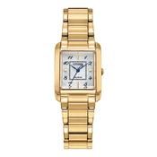 Ladies Citizen Eco-Drive Square Mother Of Pearl with Blue Hand Dial Gold Plated Bracelet image