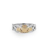 Ladies Two Tone Celtic Claddagh Ring In 10ct Gold - M image