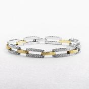 Ladies Two Tone Natural Diamond Art Deco Open Double Row Panel Bracelet Weighing 25g in 18ct Gold image