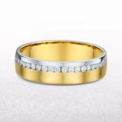 Ladies Two Tone Satin &amp; Matt Finish Channel Set Natural Diamond Wedding Band In 18ct Yellow Gold - L image