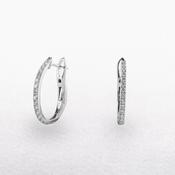 Large Hoop Earrings with Natural Diamonds in 9ct White Gold