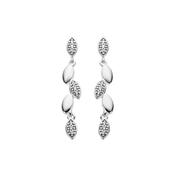 Long Drop 0.08ct Diamond Leaf Style Earrings in 9ct White Gold image