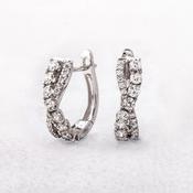 Natural Diamond .81ct Cross Over Hoop Earrings in 18ct White Gold