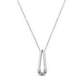 Natural Diamond Set Curved Bar Pendant in 9ct White Gold
