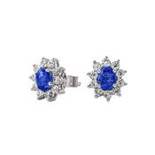 Oval 0.93ct Sapphire &amp; 0.52ct Diamond Star Stud Earrings image