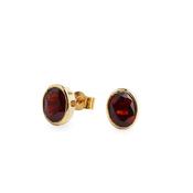 Oval Garnet Stud Earrings Set In 9ct Yellow Gold image