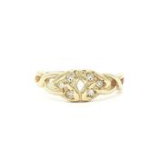 Oval Green Cubic Zirconia Celtic Twist Ring Weighing 3.1 Grams in 10ct Yellow Gold image