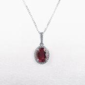 Oval Ruby &amp; Natural Diamond Pendant image