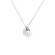 Pearls &amp; Natural Diamond Pendant in 9ct White Gold