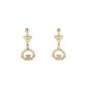 Petite Claddagh &amp; Trinity Knot Drop Earrings in 10ct Yellow Gold image