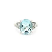 Platinum Aquamarine &amp; Natural Diamond Dress Ring image