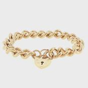 9ct Yellow Gold Chain Bracelet with Heart Padlock Clasp image