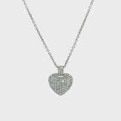 Vintage Natural Diamond Heart Pendant in 18ct White Gold image