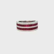 Natural Ruby and Diamond Five Row Dress Ring in 18ct White Gold image