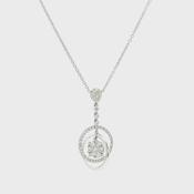 Flower and Circle Natural Diamond Drop Pendant in 18ct White Gold image
