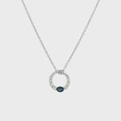 Sapphire and Natural Diamond Open Circle Pendant in 18ct White Gold image