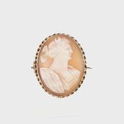 Sardonyx Cameo Portrait Brooch in Yellow Gold image