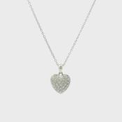 Vintage Natural Diamond Heart Pendant Necklace in 18ct White Gold image