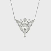 1.75ct Vintage Art Nouveau Style Natural Diamond Butterfly Necklace &amp; Chain in Platinum