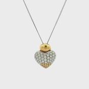 Vintage Natural Diamond Set Heart Pendant on Chain in 18ct White Gold image