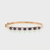 18ct Rose Gold Sapphire and Natural Diamond Bangle image