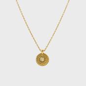 Vintage Beaded Disc Natural Diamond Pendant Necklace in 18ct Yellow Gold image