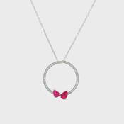 Ruby and Natural Diamond Red Bow Tie Pendant in 18ct White Gold image