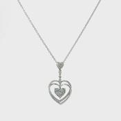 Natural Diamond Double Heart Charm Necklace in 18ct White Gold image