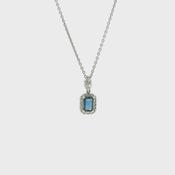 Vintage 0.91 Sapphire and 0.36 Diamond Halo Pendant Necklace image