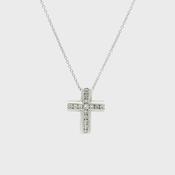 Vintage 0.40ct Natural Diamond Cross Pendant in 18ct White Gold image