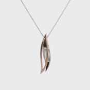 0.09ct Natural Diamond Leaf Pendant in 9ct White &amp; Rose Gold image
