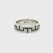 9ct White Gold 6mm Geometric Pattern Band Ring image