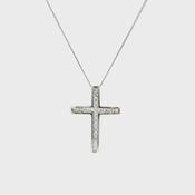 Vintage Diamond Channel Cross and Chain in 18ct White Gold image