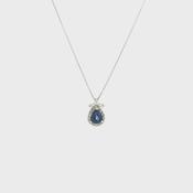 Vintage Natural Diamond and Pear Shaped Sapphire Pendant in 18ct White Gold image