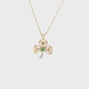 Emerald and Natural Diamond Shamrock Pendant in 14ct Yellow Gold image