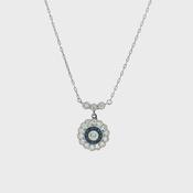 Sapphire and Natural Diamond Target Pendant in 18ct White Gold image