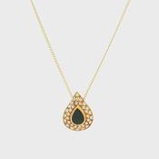 Vintage Sapphire and Natural Diamond Tear Shaped Pendant in 18ct Yellow Gold image