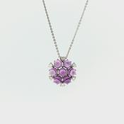 Vintage Natural Amethyst and Diamond Cabochon Cut Pendant image