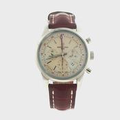 Gents Limited Edition Breitling Transocean GMT Chronograph in Stainless Steel on Burgandy Strap image