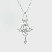 2.25ct Vintage Natural Diamond Art Deco Style Necklace in Platinum