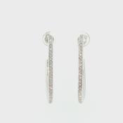 Natural Diamond-Set Slender Hoop Earrings in 18ct White Gold