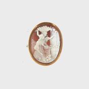 Vintage Large Sardonyx Scene Brooch set in 9ct Yellow Gold image