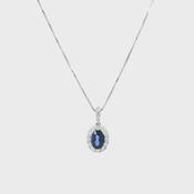 0.56ct Natural Diamond and 1.39ct Sapphire Oval Cut Pendant in 18ct Gold image